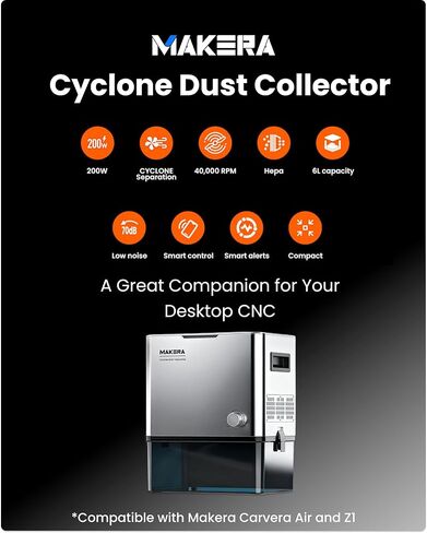 Makera Cyclone Dust Collector for Desktop CNC, Clean Quiet 6L Add-on for Makera Z1 and Carvera Air CNC Machine in Saudi Arabia