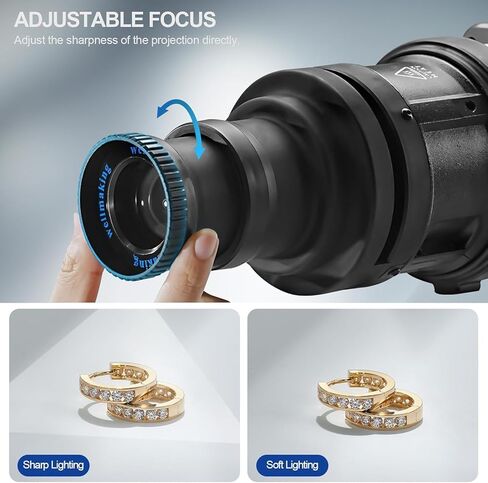 WELLMAKING S80 Spotlight Bowens Mount أنف مخروطي بصري مع عدسة عرض 38 درجة، تركيز قابل للتعديل، 12 مادة هلامية Gobos 4 ألوان لإضاءة LED وومضات. دعوى للفيديو، لايف، يوتيوب والتصوير الفوتوغرافي in Kuwait