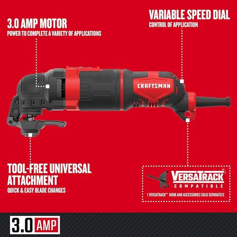 CRAFTSMAN Oscillating Tool, 3-Amp, Includes Universal Tool-free Accessory System, Blades, Sandpaper and Tool Bag, Corded (CMEW401) (Renewed) in Saudi Arabia