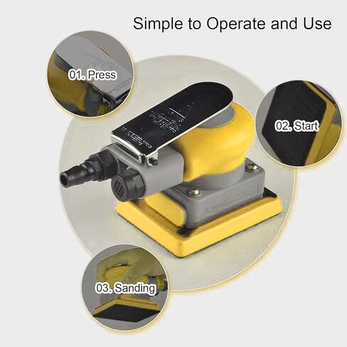 Pneumatic Sander, 75x100mm Rectangular Vibrating Air Sander, 0.63Mpa 10000rpm No Load Speed Alloy Steel Air Sandpaper Machine for Stone, Wood, Putty Polishing in Saudi Arabia
