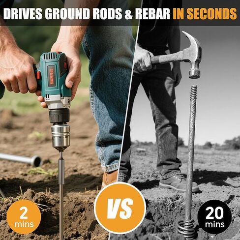 SDS Plus Ground Rod Driver Set for 5/8in & 3/4in Ground Rods, Heavy Duty Adapter Bits for All SDS-Plus Rotary Hammer Drill Tools in Saudi Arabia