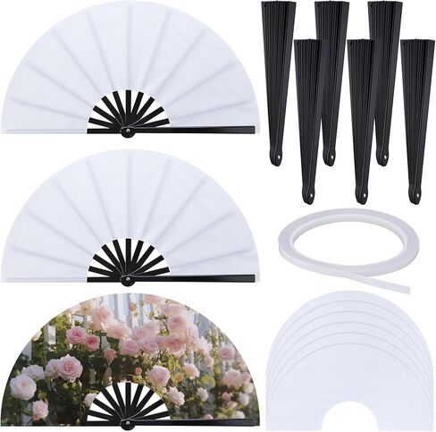 Sublimation Hand Fan Blanks Bulk and Plastic Handle for DIY and Craft Folding Large ClackFans for Line Dancing in Saudi Arabia