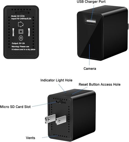 كاميرا شاحن USB - دقة Full HD 1080P - كاميرا WiFi صغيرة سرية للمربية - كاميرا أمان لاسلكية صغيرة in Kuwait