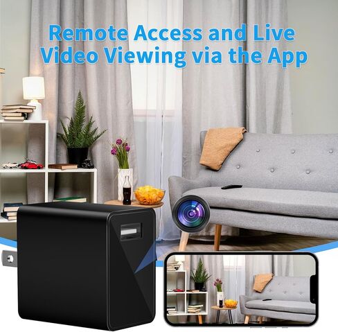 كاميرا شاحن USB - دقة Full HD 1080P - كاميرا WiFi صغيرة سرية للمربية - كاميرا أمان لاسلكية صغيرة in Kuwait
