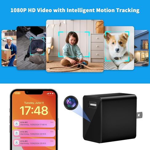 كاميرا شاحن USB - دقة Full HD 1080P - كاميرا WiFi صغيرة سرية للمربية - كاميرا أمان لاسلكية صغيرة in Kuwait
