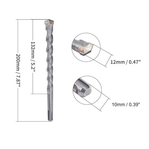 لقمة مثقاب حجرية 12 مم × 200 مم من الكربيد مطرقة دوارة 10 مم ساق مستديرة لحفر تأثير SDS in Kuwait