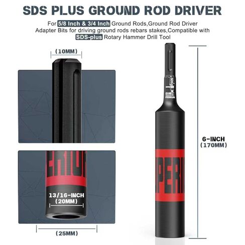 SDS-Plus Ground Rod Driver for Driving 5/8-inch & 3/4-inch Ground Rods, Ground Rod Driver Adapter Bits, Compatible with SDS-Plus Rotary Hammer Drill Tool,CR-MO Steel in Saudi Arabia