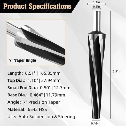 A44I-7 Degree Ball Joint Tapered Reamer, Tie Rod for 1-1/2In Per Foot Reamer Kit for Off-Road Vehicle Repair in Saudi Arabia