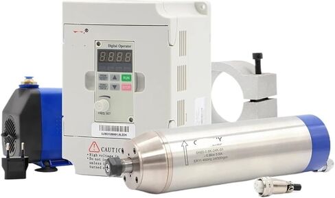 محرك مغزل مبرد بالماء 0.8 كيلو وات ER11، أقطاب 400 هرتز = 2، محول FL بقدرة 1.5 كيلو وات، حامل 65 مم، مضخة مياه 75 وات (عاكس BD600، 220 فولت) in Kuwait