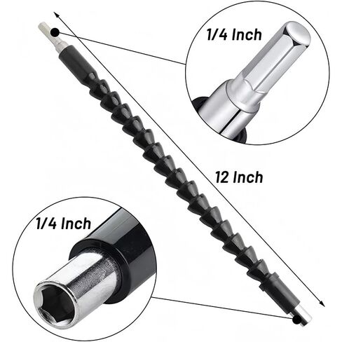 2 Pack Flexible Drill Bit Extension - 360°Hand Protector - 11.8 Inch Flexible Shaft Extension - Drill Extension Tool for Connect Drive Shaft Tip Drill Bit Kit Adaptor (Flexible Black x 2) in Saudi Arabia