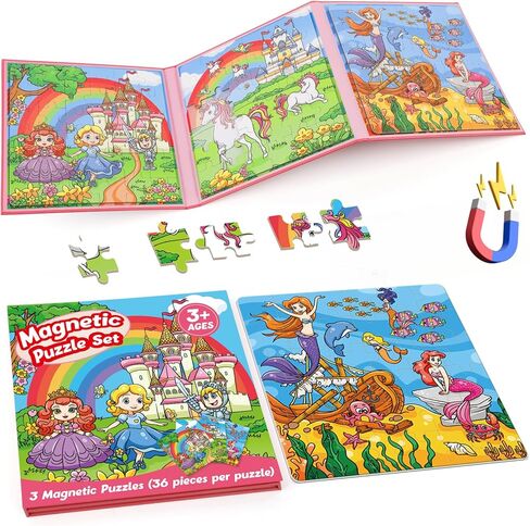 Magnetic Puzzles for Toddlers 3-5,36 Pieces Toys for Kids,Airplane Car Road Trip Activities for Kids Travel Toys Toddlers 3-5,Learning Educational Games Magnet Toys in Saudi Arabia