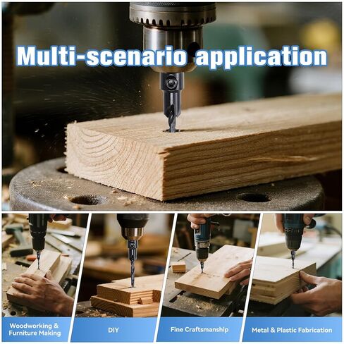 مجموعة لقم مثقاب غاطسة مكونة من 15 قطعة، تصميم M35 من فولاذ الكوبالت المقاوم للتذبذب، لقم مدببة بزاوية 82 درجة مع حلقات إيقاف العمق وقواطع توصيل، ساق سداسية مقاس 1/4 بوصة للأثاث الخشبي الصلب والأعمال الخشبية in Kuwait