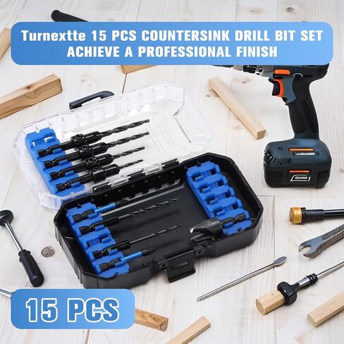 مجموعة لقم مثقاب غاطسة مكونة من 15 قطعة، تصميم M35 من فولاذ الكوبالت المقاوم للتذبذب، لقم مدببة بزاوية 82 درجة مع حلقات إيقاف العمق وقواطع توصيل، ساق سداسية مقاس 1/4 بوصة للأثاث الخشبي الصلب والأعمال الخشبية in Kuwait