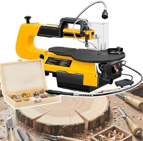 16" Variable Speed Scroll Saw - 550-1650 SPM Electric Fret Saw with 55mm Cutting Depth, Adjustable 45° Tilting Aluminum Table for Woodworking, Crafts & DIY Projects in Saudi Arabia