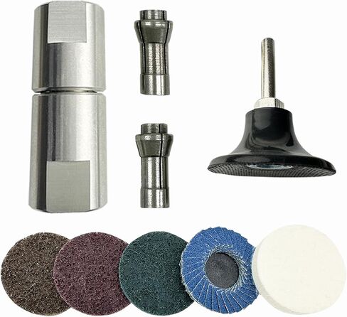 10 قطع من مطحنة الزوايا إلى محول مطحنة القالب، 5/8 بوصة - 11 خيط إلى 1/4 بوصة و1/8 بوصة، مع 5 قطع أقراص صنفرة ذات قفل دوار 2 بوصة، مناسبة لتلميع المعادن والخشب والحجر in Kuwait