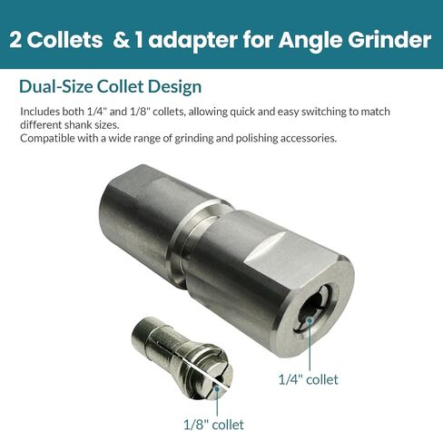 10 قطع من مطحنة الزوايا إلى محول مطحنة القالب، 5/8 بوصة - 11 خيط إلى 1/4 بوصة و1/8 بوصة، مع 5 قطع أقراص صنفرة ذات قفل دوار 2 بوصة، مناسبة لتلميع المعادن والخشب والحجر in Kuwait
