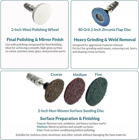 10 قطع من مطحنة الزوايا إلى محول مطحنة القالب، 5/8 بوصة - 11 خيط إلى 1/4 بوصة و1/8 بوصة، مع 5 قطع أقراص صنفرة ذات قفل دوار 2 بوصة، مناسبة لتلميع المعادن والخشب والحجر in Kuwait