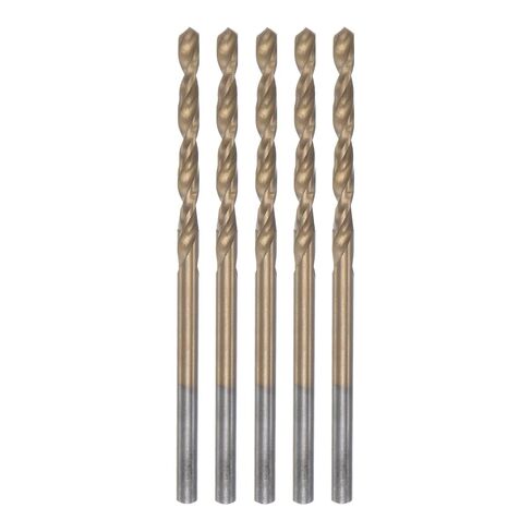 Generic 5 قطع تويست لقم 2.5 ملم مطلي بالتيتانيوم (HSS-E) M42 فولاذ عالي السرعة 8٪ كوبالت مستقيم عرقوب للفولاذ المقاوم للصدأ وسبائك الألومنيوم المعدنية in Kuwait