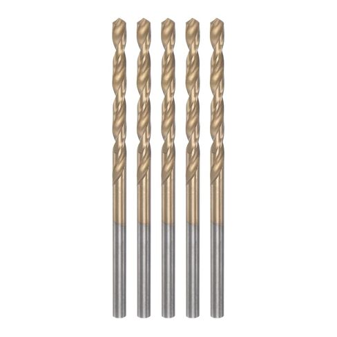 Generic 5 قطع تويست لقم 2.5 ملم مطلي بالتيتانيوم (HSS-E) M42 فولاذ عالي السرعة 8٪ كوبالت مستقيم عرقوب للفولاذ المقاوم للصدأ وسبائك الألومنيوم المعدنية in Kuwait