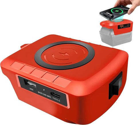 Wireless Phone Charger for Dewalt 20V Battery,Battery Adapter with USB and Type-C Output, for Camping Travel,Outdoor Working (Wireless Charger for Dewalt 20V) in Saudi Arabia