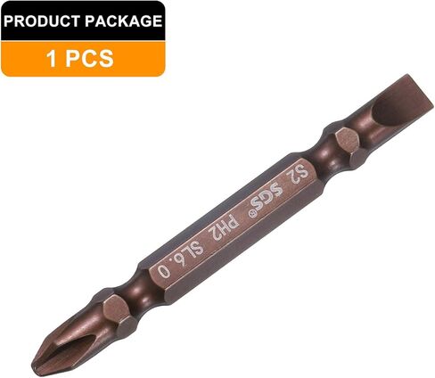 Generic Magnetic Double Ended Screwdriver Bit 6mm PH2/SL6 2.56" Length 1/4" Hex Shank S2 Steel Phillips Cross Slotted Flat Screw Driver Bit, Red in Saudi Arabia