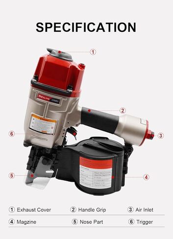 Coil Siding Nailer CN80, 2 inch to 3-1/4-inch Industrial Pneumatic Nail Gun,15 Degree Siding Nailer for Siding Sheathing Wooding Fencing Decking in Saudi Arabia