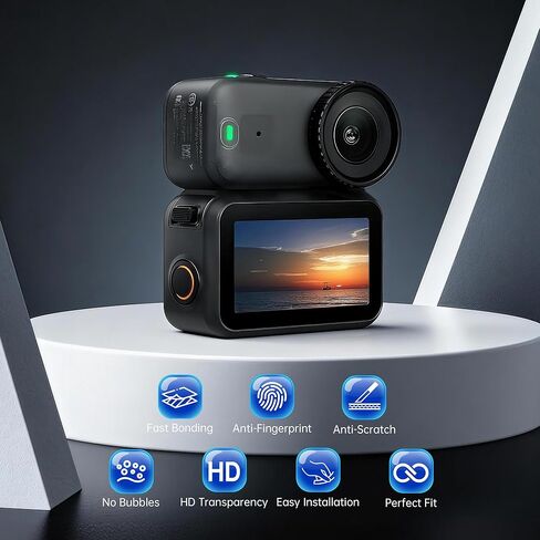 واقي شاشة HERBEN لـ DJI Osmo Nano [3 عبوات]، طبقة من الزجاج المقوى 9H لشاشة كاميرا Osmo Nano، حماية كاملة، مضادة للخدش، خالية من الفقاعات، وضوح عالي الدقة، سهل التركيب in Kuwait
