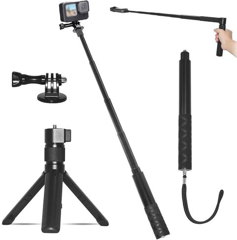 Bullet Time Handle Tripod Rotating Grip with Invisible Selfie Stick for Insta360 X5/X4, DJI Osmo Pocket 3, GoPro, 47" Extendable, Free 1/4" Adapter in Saudi Arabia