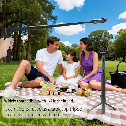 Bullet Time Handle Tripod Rotating Grip with Invisible Selfie Stick for Insta360 X5/X4, DJI Osmo Pocket 3, GoPro, 47" Extendable, Free 1/4" Adapter in Saudi Arabia