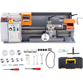 VEVOR Benchtop Metal Lathe, 7.87 x 13.78 in, Precision Power Metal Lathe Machine, with 50-2500 RPM Continuously Variable Speed, Metal Gears, 600W Brush Motor, Tool Box, for Processing Precision Parts in Saudi Arabia
