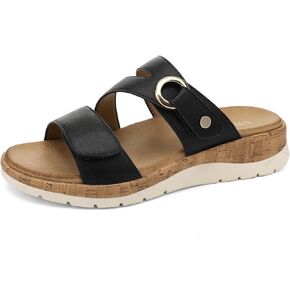 UBFEN Womens Low Wedge Sandals with Arch Support & Adjustable Strap Comfortable Walking Slide for Casual Outings and All-Day Wear in Saudi Arabia