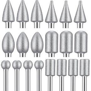 20PCS 120 Grit Diamond Grinding Bits 1/8 Inch Shank Sanding Bit, Carving Engraving Polishing Rotary Tool Accessories for Stone Glass Ceramic Steel, Include Tool Bag in Saudi Arabia