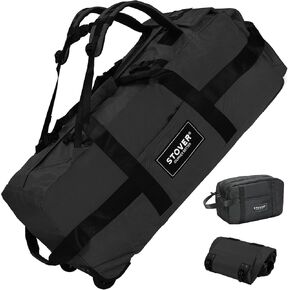 STOVER 100L Rolling Duffel Bag with Wheels, X-Large Durable Travel Duffle + Toiletry Bag, Heavy Duty, Packable with Shoulder Straps- Use as Luggage or Backpack, Men/Women (Green) in Saudi Arabia