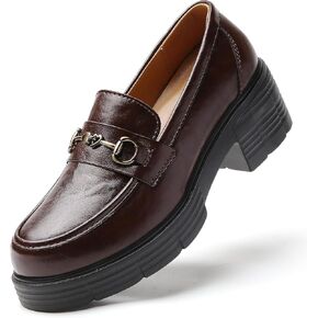 Loafers for Women Penny Platform Loafers Slip-ons Chunky Heel Shoes Comfortable Business Casual Dress Office Heeled Work Shoes in Kuwait