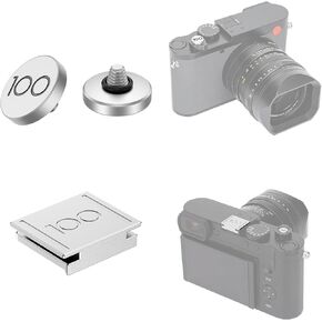 JJC Camera Shutter Button with Hot Shoe Cover Cap (Silver) for Leica Q3 Q3 43 Q2 Digital Cameras, with '100' Imprint for Leica's 100 Anniversary in Saudi Arabia