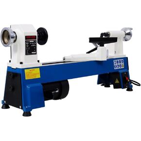 مخرطة خشب منضدية، ماكينة مخرطة خشب صغيرة مقاس 10 × 18 بوصة مع 5 إعدادات للسرعة ومفاتيح حقن القضيب ووسادات قدم للوحة النجارة، مخرطة خشب متعددة الوظائف بقوة 1/2 حصان، 10 بوصة in Kuwait