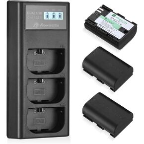 LP-E6 / LP-E6N Battery 3 Pack with 3 Channel LCD Charger - Compatible with EOS 5D Mark IV/R5/R6/R6 Mark II/6D Mark II/5D Mark III/90D/80D/70D/R/XC10/XC15 in Saudi Arabia
