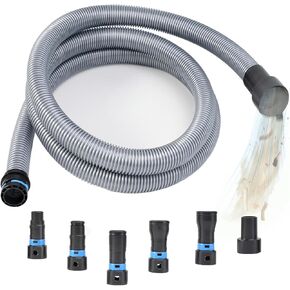 خرطوم مكنسة كهربائية بطول 16 قدم من Shop Vac Hose لنظام مكنسة كهربائية للمنزل والمتجر مع 6 محولات لأداة طاقة النجارة وآلة الصنفرة، متوافق مع العلامات التجارية المتعددة، خرطوم مكنسة كهربائية باللون الرمادي الفضي in Kuwait