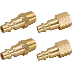 Brass Industrial Type D Air Hose Fitting, NPT 1/4 Plug Adapter for Compressors Pneumatic Tools and Industrial Applications, 300 PSI (4PCS) in Kuwait