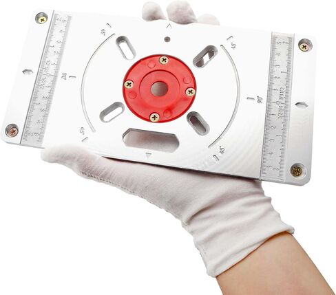 Yakamoz Aluminum Router Table Insert Plate Kit - 9.2" x 4.7" Precision Router Plate with Red ABS Center Ring Routers Base Plates for Woodworking DIY Trimming in Saudi Arabia