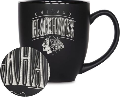Rico Industries NHL Hockey Utah Mammoth Tribute 15oz Laser Engraved Matte Black Ceramic Bistro Mug - For Hot or Cold Drinks in Saudi Arabia