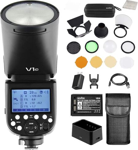 فلاش Godox V1C مستدير الرأس مع مجموعة ملحقات AK-R1 لكاميرات Canon، حل إضاءة إبداعي كامل مع معدّلات احترافية in Saudi Arabia