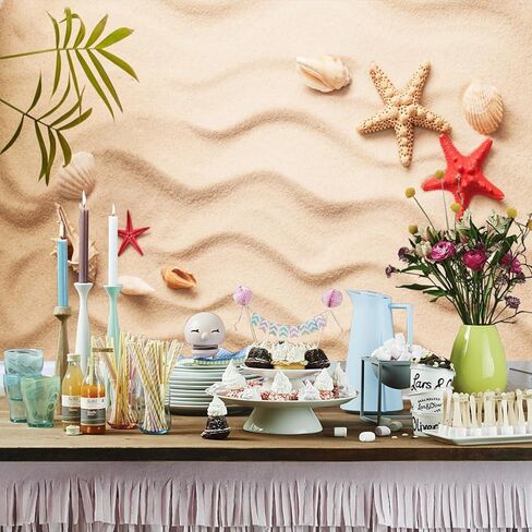 Baocicco 8x6.5ft Sand Beach Backdrop Starfish Shell Backdrops Shell Starfish Background Summer Holiday Siesta Photography Background Tropical Happy Birthday Party Photo Shooting Booth Studio Video in Saudi Arabia