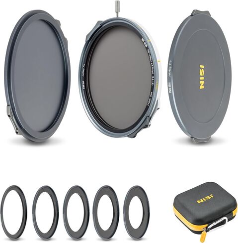 NiSi JetMag Pro 67MAG VND Mist Creative Magnetic Filter Kit (1–5 Stops Variable Neutral Density, FS ND 4 Stops, 1/8 Black Mist, 52mm/55mm/58mm/62mm/67mm Adaptors, Front Cap, Back Cap, Caddy Pouch) in Saudi Arabia