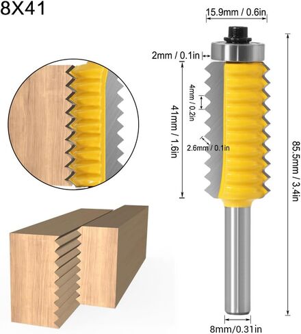 Bordstract 8mm Shank Finger Glue Joint Router Bit, Carbide Woodworking Milling Cutter Router Bit Multi Tooth Cutter for Wave Type Wood Milling(8x41) in Saudi Arabia