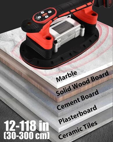 أداة اهتزاز البلاط اللاسلكية، آلة تسوية اهتزاز البلاط الأوتوماتيكية المحمولة 880 رطل مع كوب شفط 9.8 * 5.5 بوصة وبطارية 2x لبلاط تركيب بلاط السيراميك والرخام، 9-Gear بحد أقصى. 28000 دورة في الدقيقة in Kuwait
