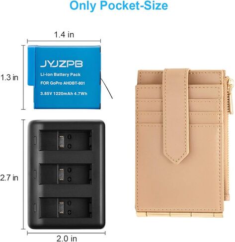 JYJZPB 3 Pack HERO8 Battery and 3 Channels Battery Charger Compatible with GoPro Hero 8, Go Pro Hero 7, 6, 5 Black Camera in Saudi Arabia