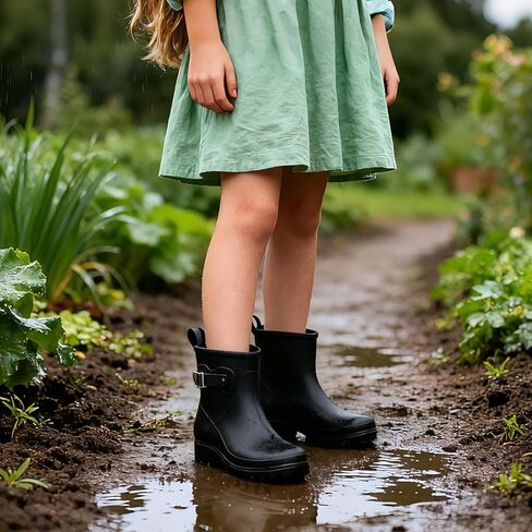 Women's Short Rain Boots Waterproof, Chelsea Ankle Rain Shoes Rubber Garden Boot for Ladies in Saudi Arabia