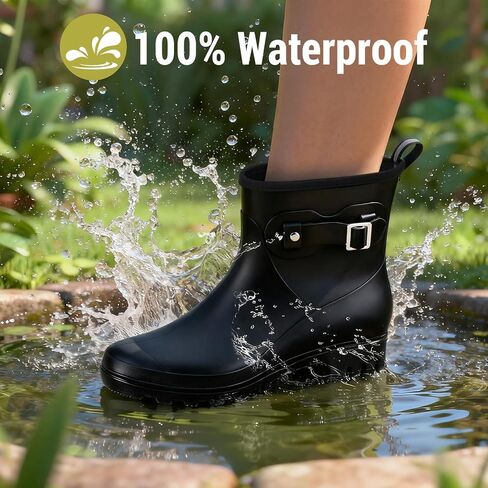 Women's Short Rain Boots Waterproof, Chelsea Ankle Rain Shoes Rubber Garden Boot for Ladies in Saudi Arabia