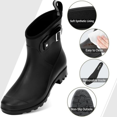 Women's Short Rain Boots Waterproof, Chelsea Ankle Rain Shoes Rubber Garden Boot for Ladies in Saudi Arabia